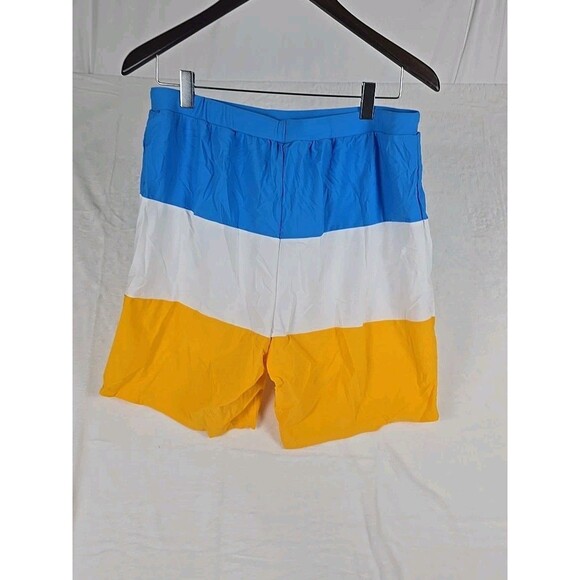PatPat Men’s XL Blue White Yellow Colorblock Swim Trunks Board Shorts - Picture 4 of 9